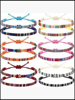 Boho Surfer Ankle Bracelet Set Handmade Braided Adjustable Woven Friendship